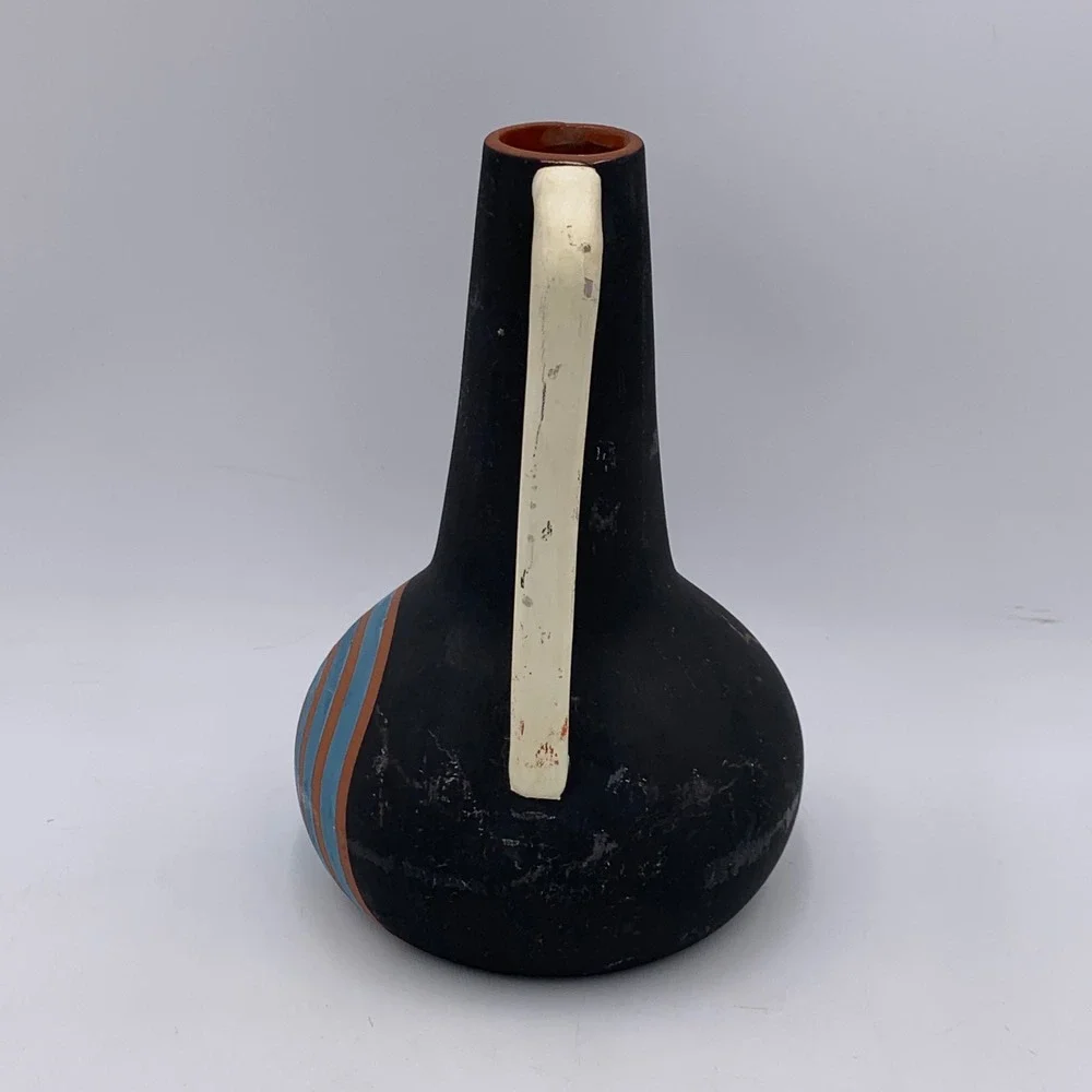 Ziczamla Matte Terracotta Vase‎ Handcrafted Chalkboard Finish MCM Style Rusty